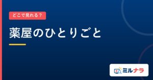薬屋のひとりごと｜どこで見れる？